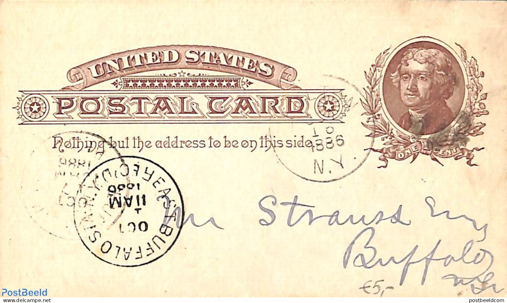 United States Of America 1886 Postcard 1c From FULTON To BUFFALO, Used Postal Stationary - Briefe U. Dokumente