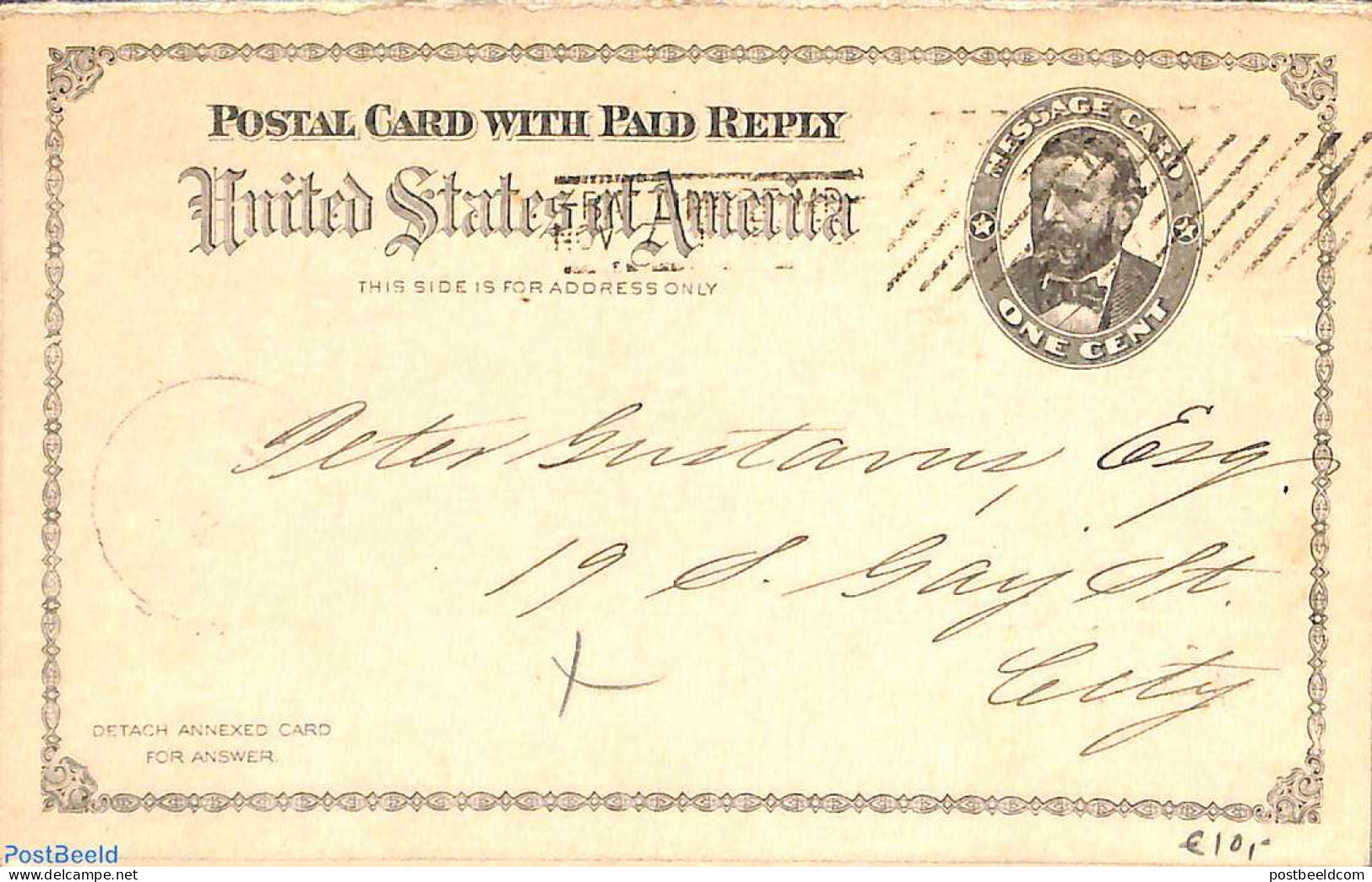 United States Of America 1892 Reply Paid Postcard 1/1c, Used Postal Stationary - Covers & Documents