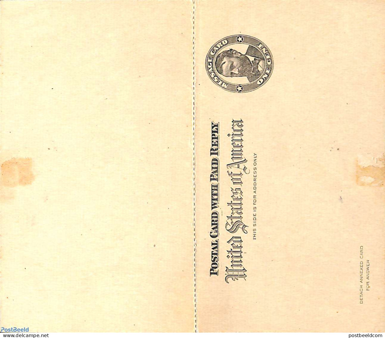 United States Of America 1898 Reply Paid Postcard 1/1c With Hinges, Unused Postal Stationary - Briefe U. Dokumente