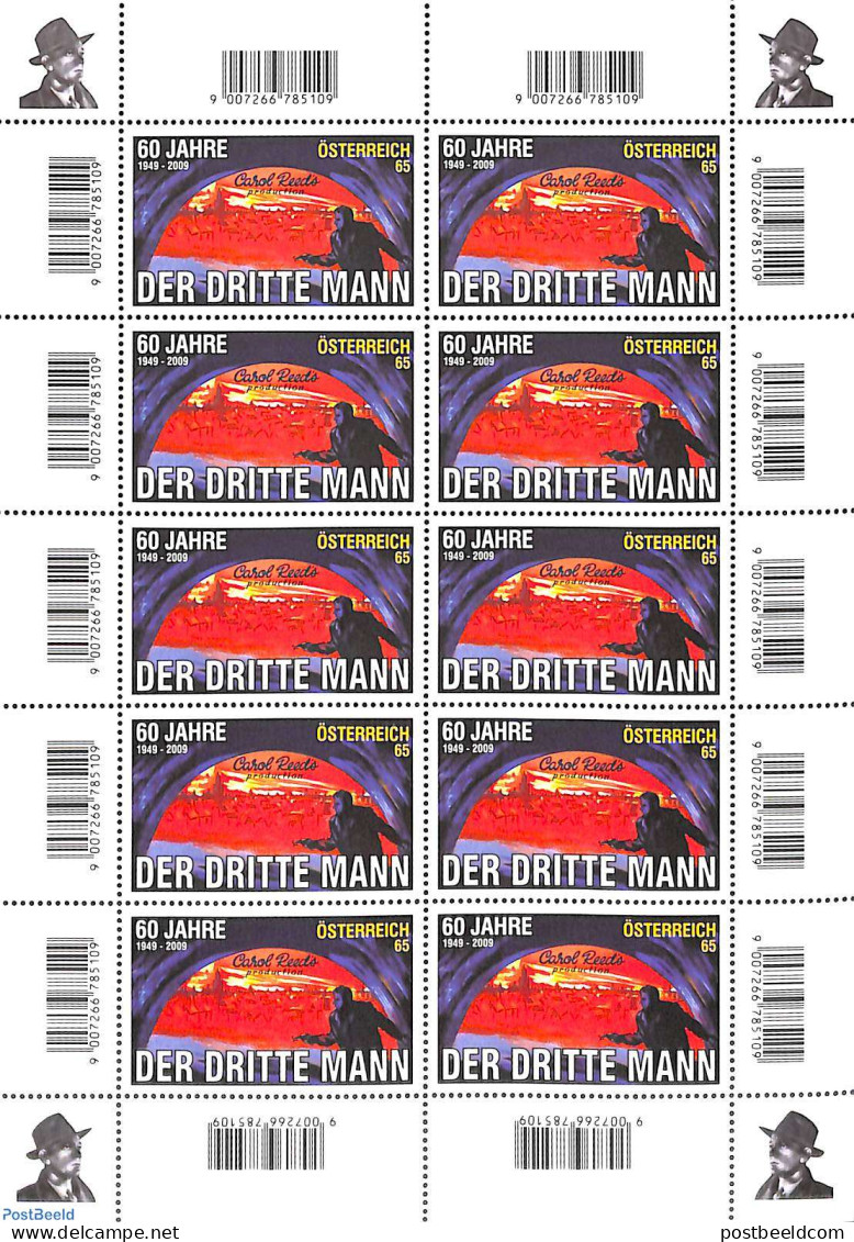 Austria 2009 Der Dritte Mann M/s, Mint NH, Performance Art - Film - Unused Stamps
