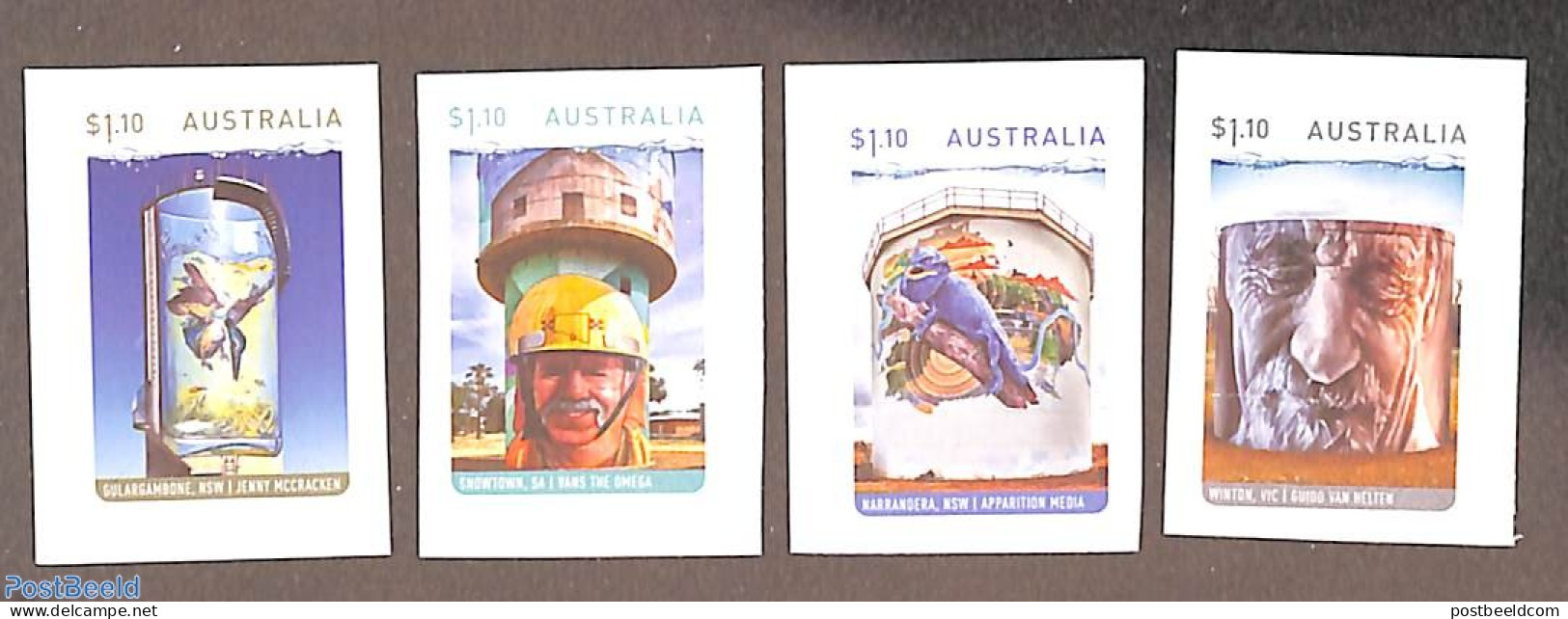 Australia 2020 Water Tower Art 4v S-a, Mint NH, Nature - Water, Dams & Falls - Art - Modern Art (1850-present) - Ongebruikt