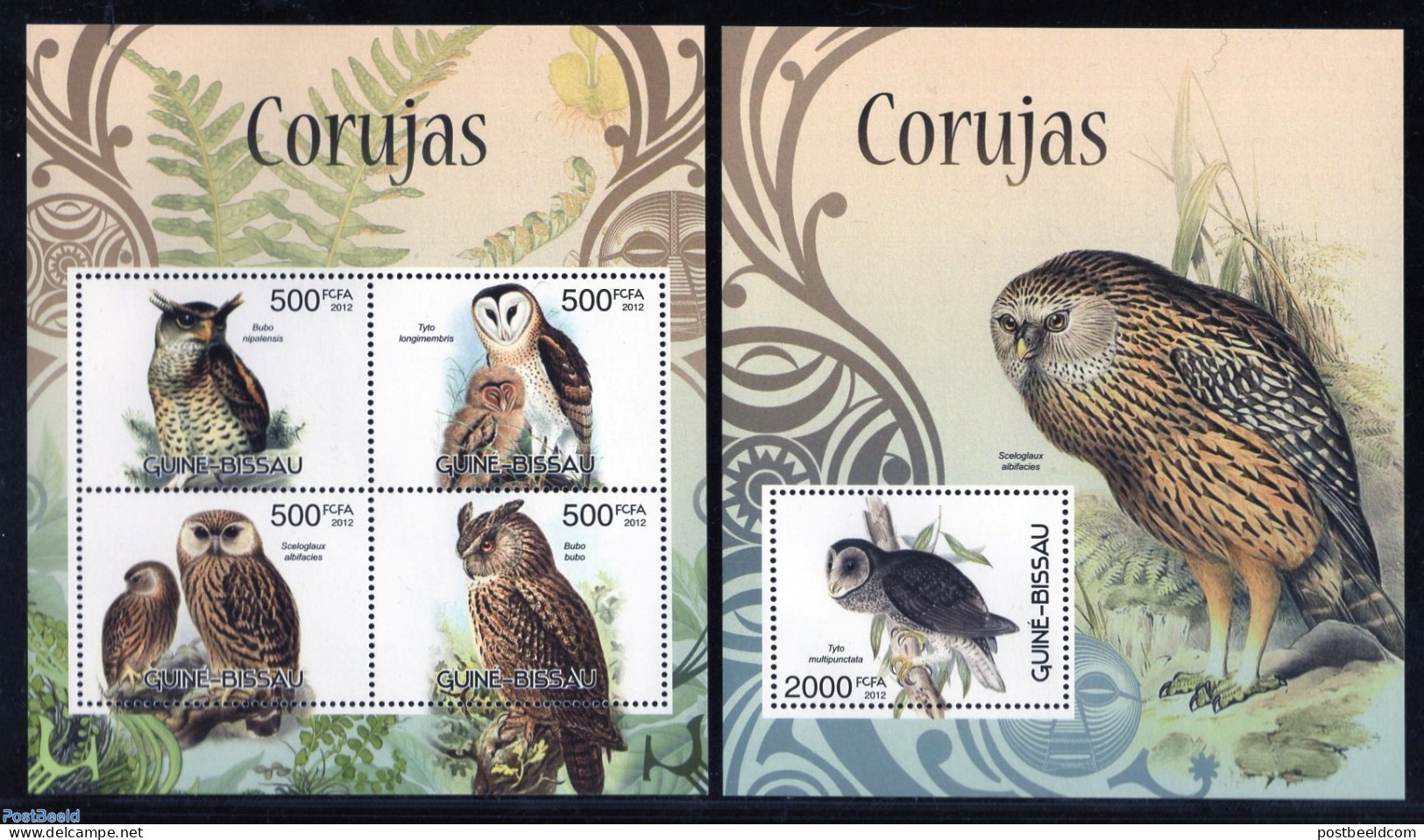 Guinea Bissau 2012 Owls 2 S/s, Mint NH, Nature - Birds - Birds Of Prey - Owls - Guinea-Bissau