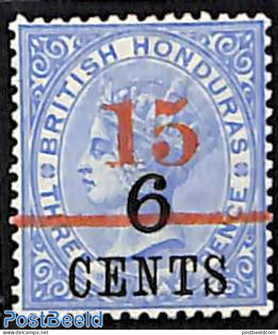 Belize/British Honduras 1891 15 On 6 Cents On 3d, Stamp Out Of Set, Unused (hinged) - Honduras Británica (...-1970)