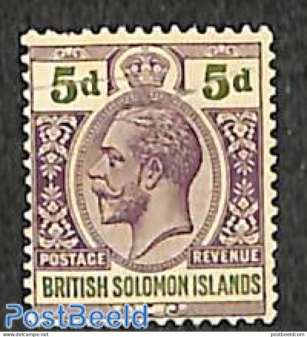 Solomon Islands 1914 5d, Stamp Out Of Set, Unused (hinged) - Salomoninseln (Salomonen 1978-...)