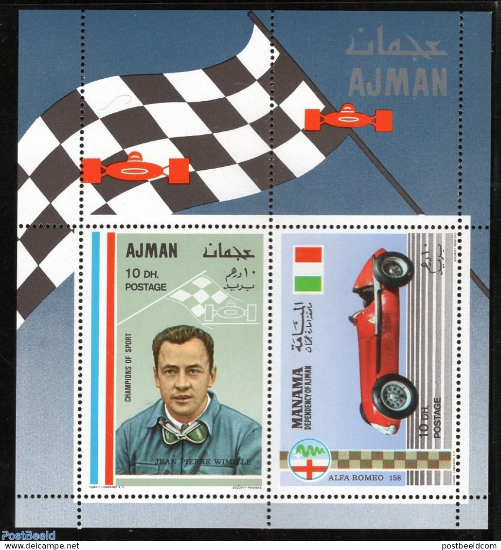 Manama 1969 Alfa Romeo, J.P. Wimmele S/s, Mint NH, History - Sport - Transport - Flags - Autosports - Automobiles - Auto's