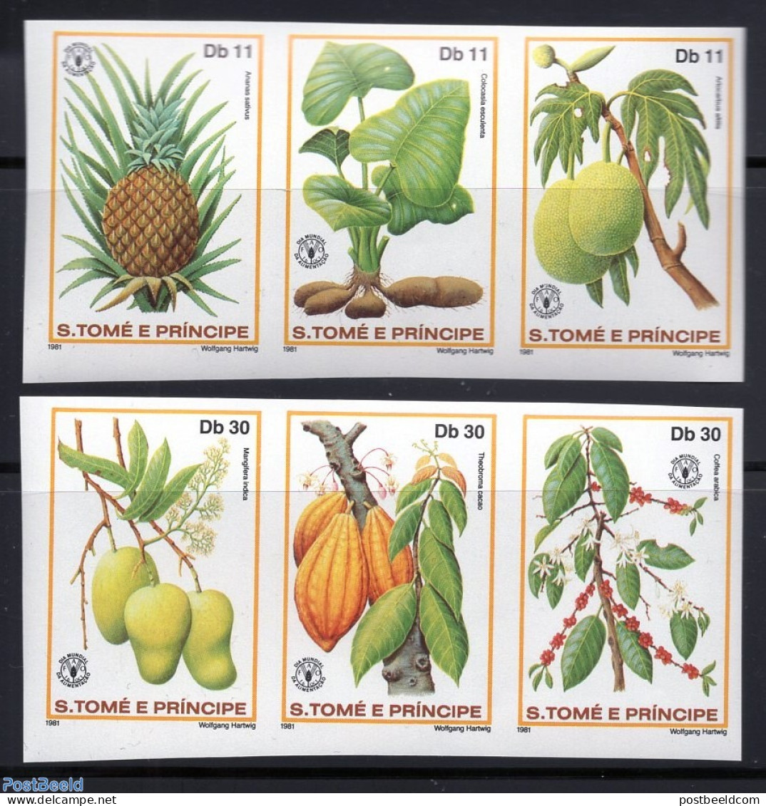 Sao Tome/Principe 1981 World Food Day 2x3v, Imperforated, Mint NH, Health - History - Nature - Food & Drink - United N.. - Ernährung
