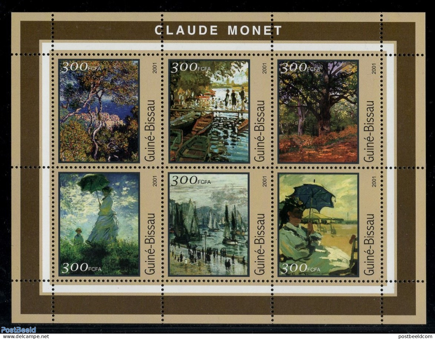 Guinea Bissau 2001 Claude Monet 6v M/s, Mint NH, Art - Modern Art (1850-present) - Paintings - Guinea-Bissau