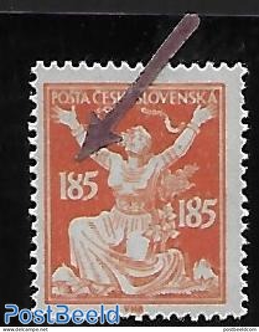 Czechoslovkia 1920 Open Eight, Unused (hinged), Various - Errors, Misprints, Plate Flaws - Sonstige & Ohne Zuordnung