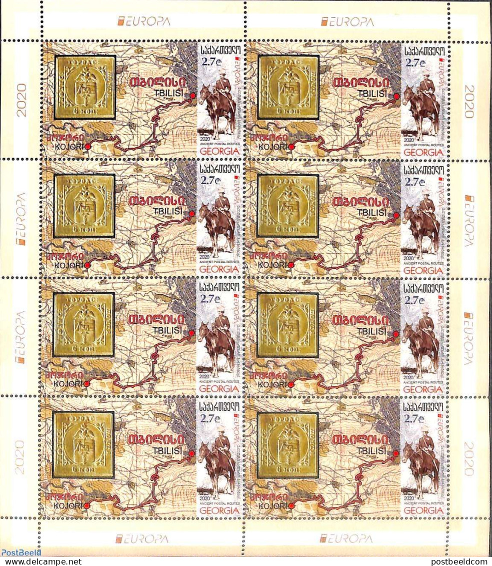 Georgia 2020 Europa, Old Postal Roads M/s, Mint NH, History - Nature - Various - Europa (cept) - Horses - Post - Stamp.. - Post