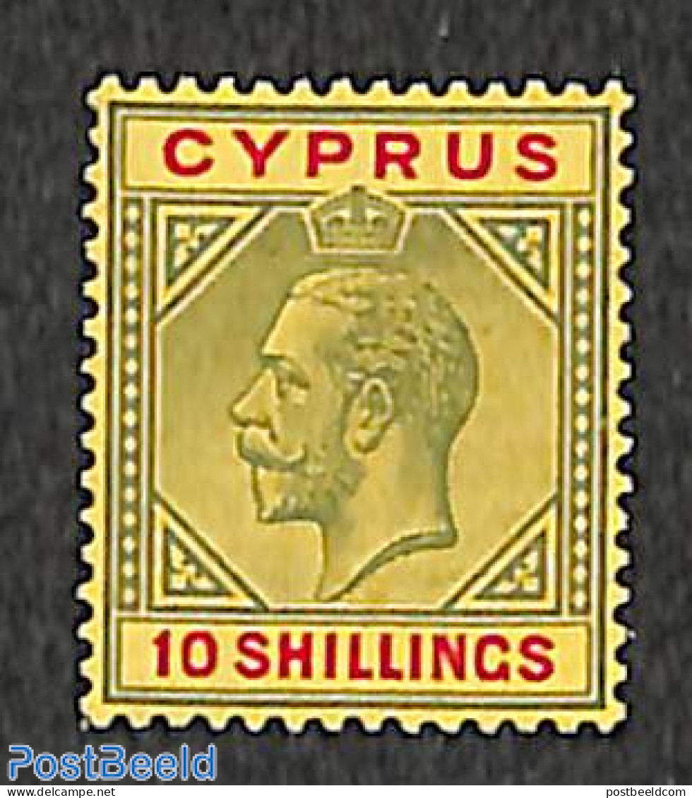 Cyprus 1923 10sh, Stamp Out Of Set, Unused (hinged) - Neufs