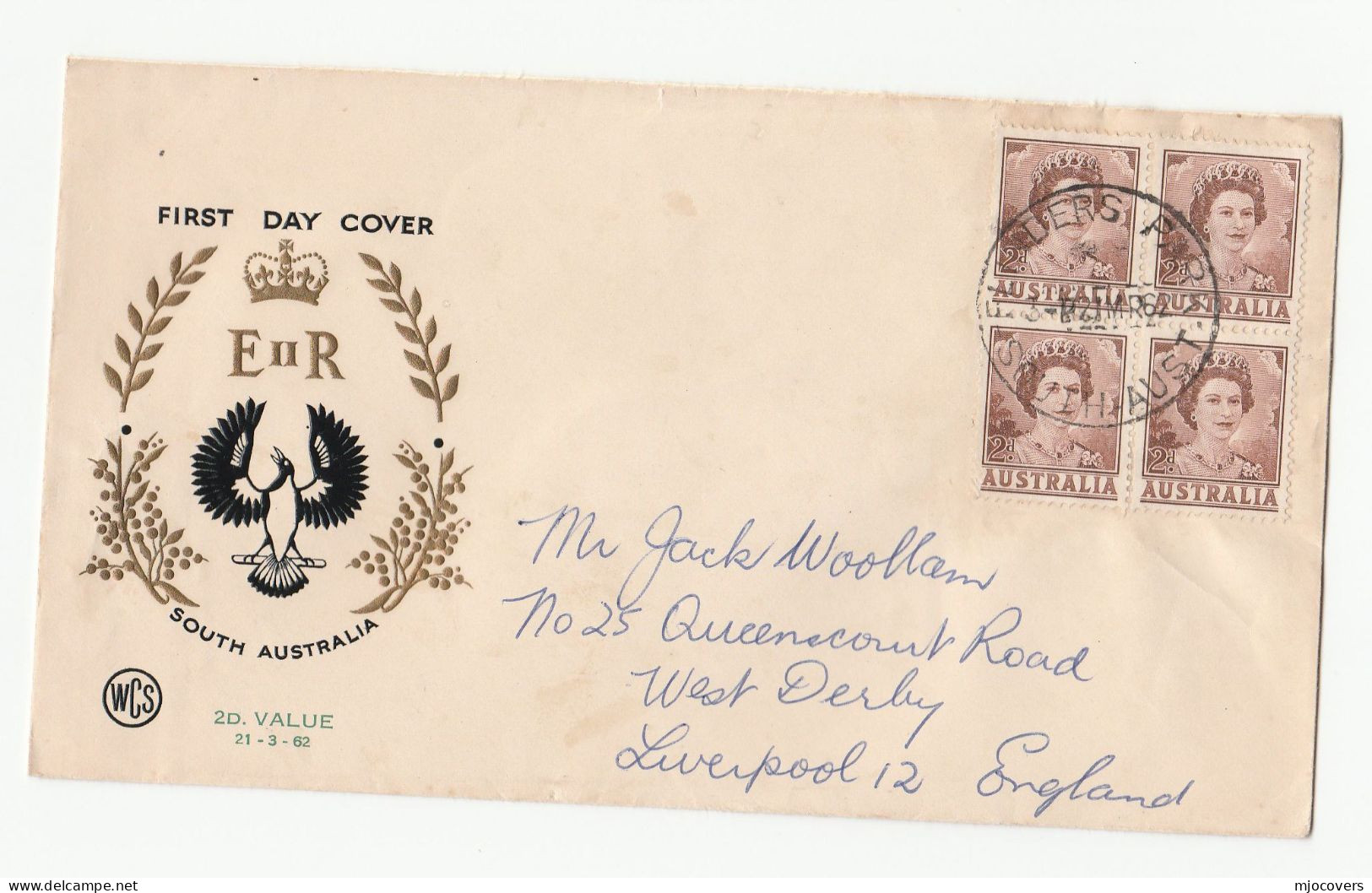 3 Diff 1953 -62 AUSTRALIA FDCs  Blocks Of 4 Stamps Flinders Park  To GB  Fdc Cover - Sobre Primer Día (FDC)
