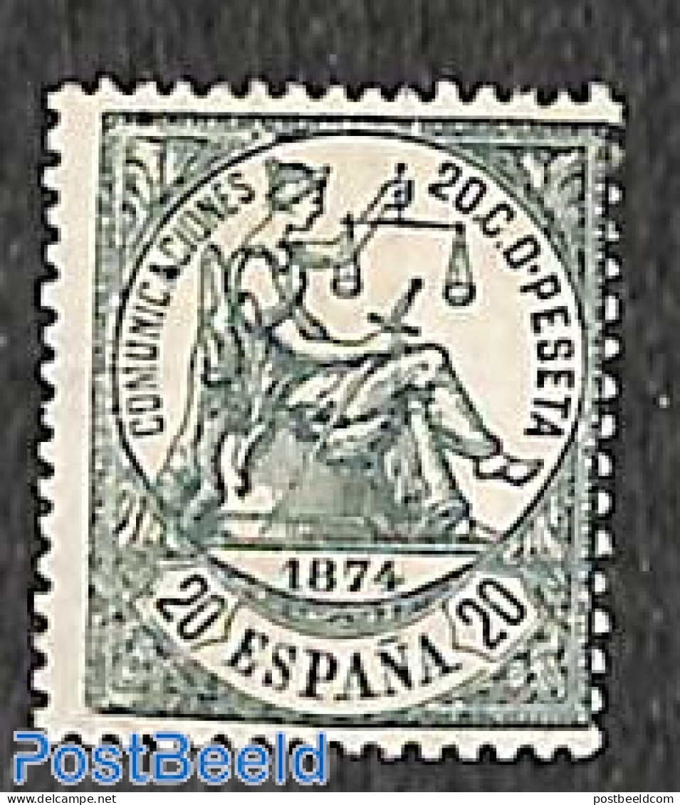 Spain 1874 20c Green, Unused, With Attest, Unused (hinged) - Neufs