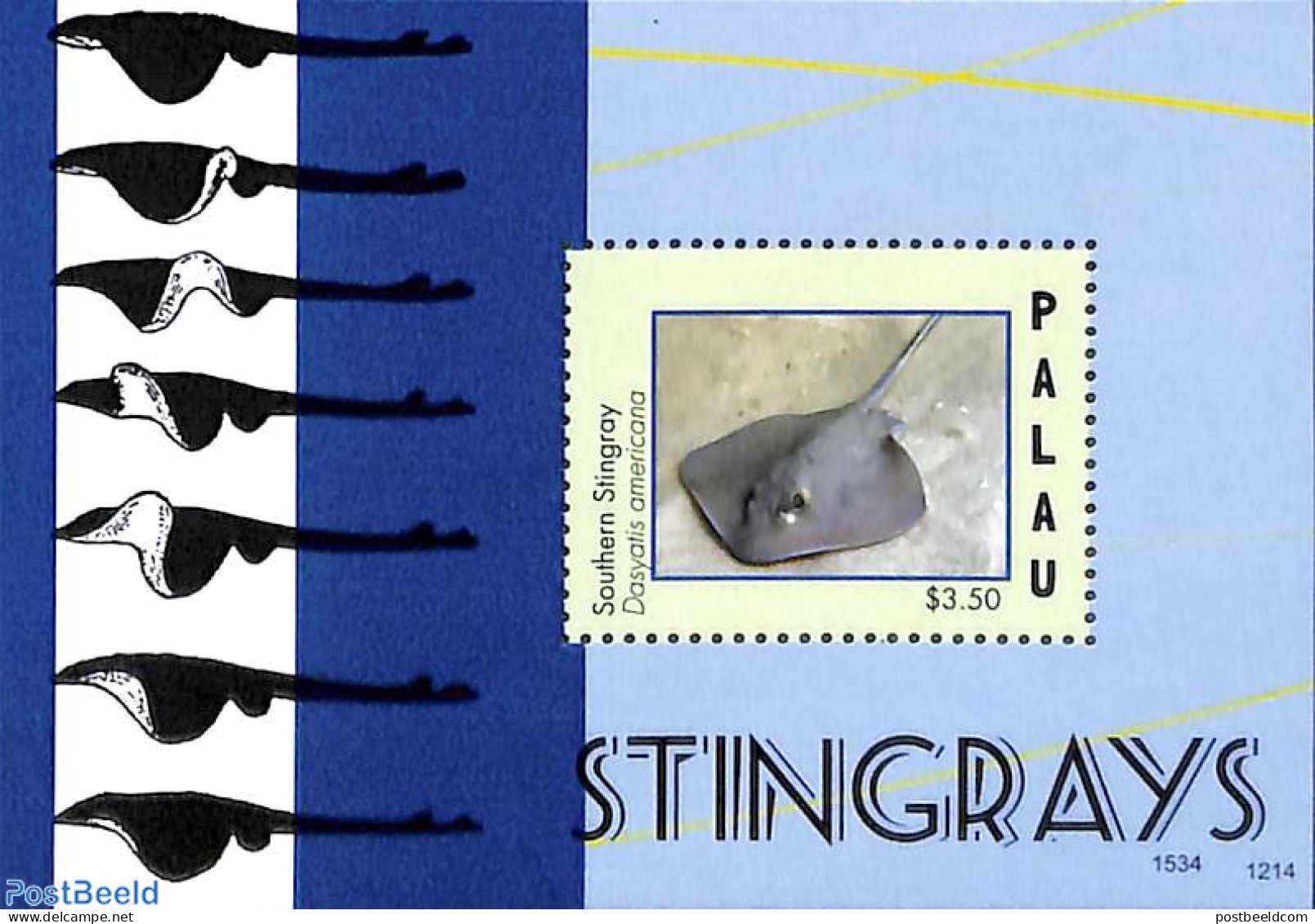 Palau 2012 Stingrays S/s, Mint NH, Nature - Fish - Peces