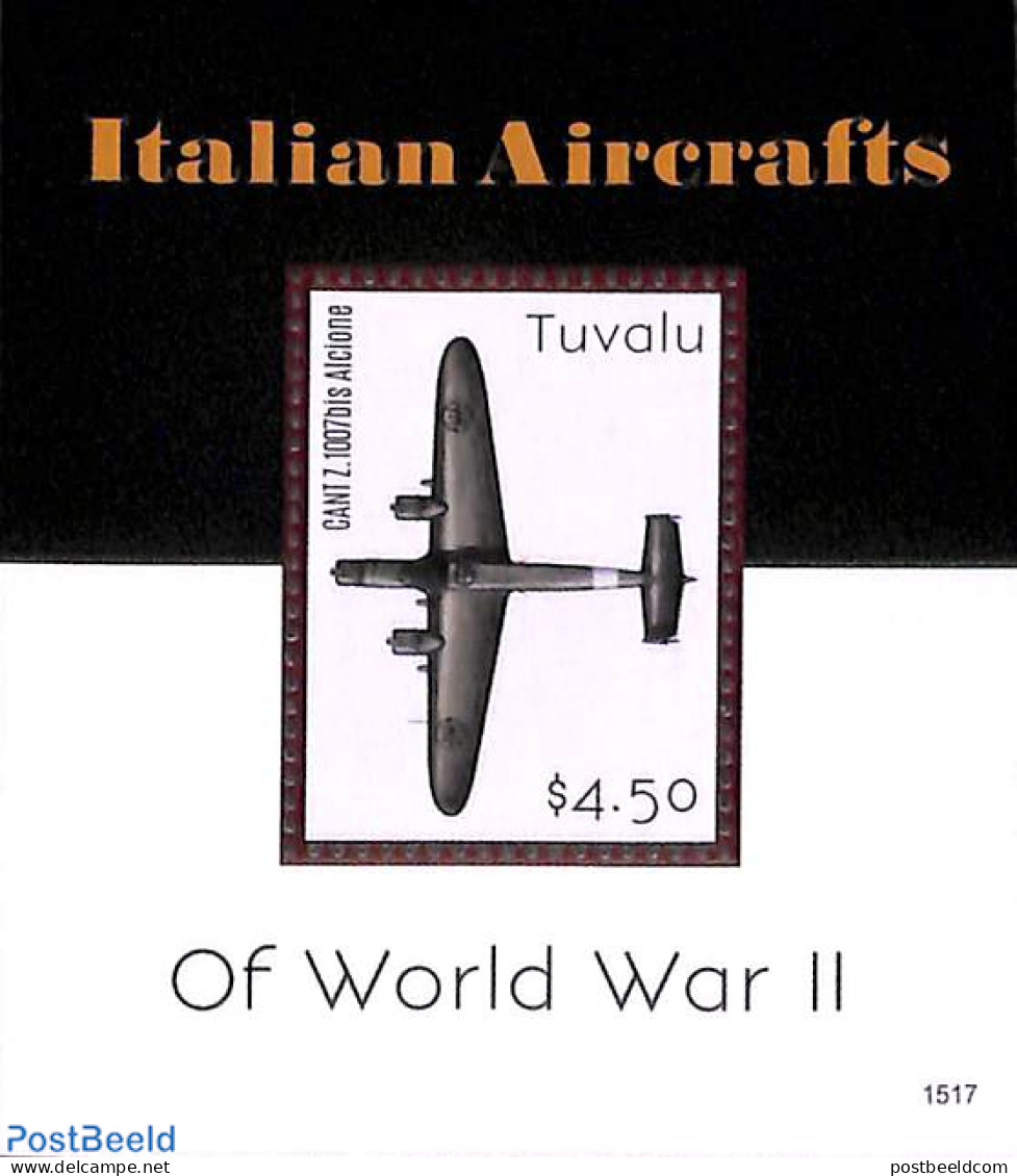 Tuvalu 2015 Italian Aircrafts Of World War II S/s, Mint NH, History - Transport - World War II - Aircraft & Aviation - Guerre Mondiale (Seconde)