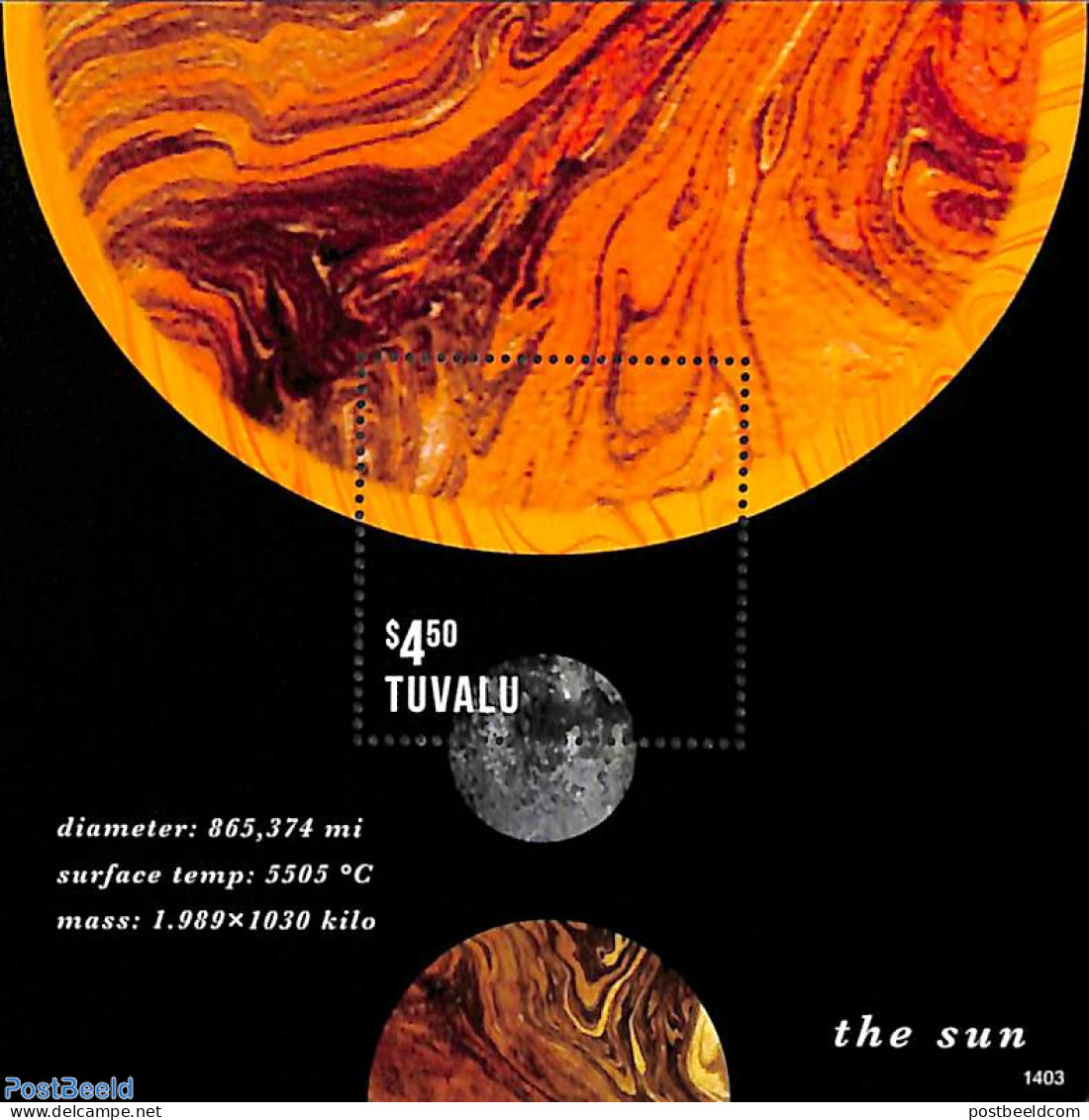 Tuvalu 2014 The Sun S/s, Mint NH, Science - Astronomy - Astrología