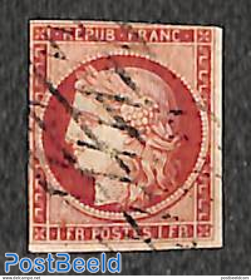 France 1849 1fr, Used, Used Stamps - Gebraucht