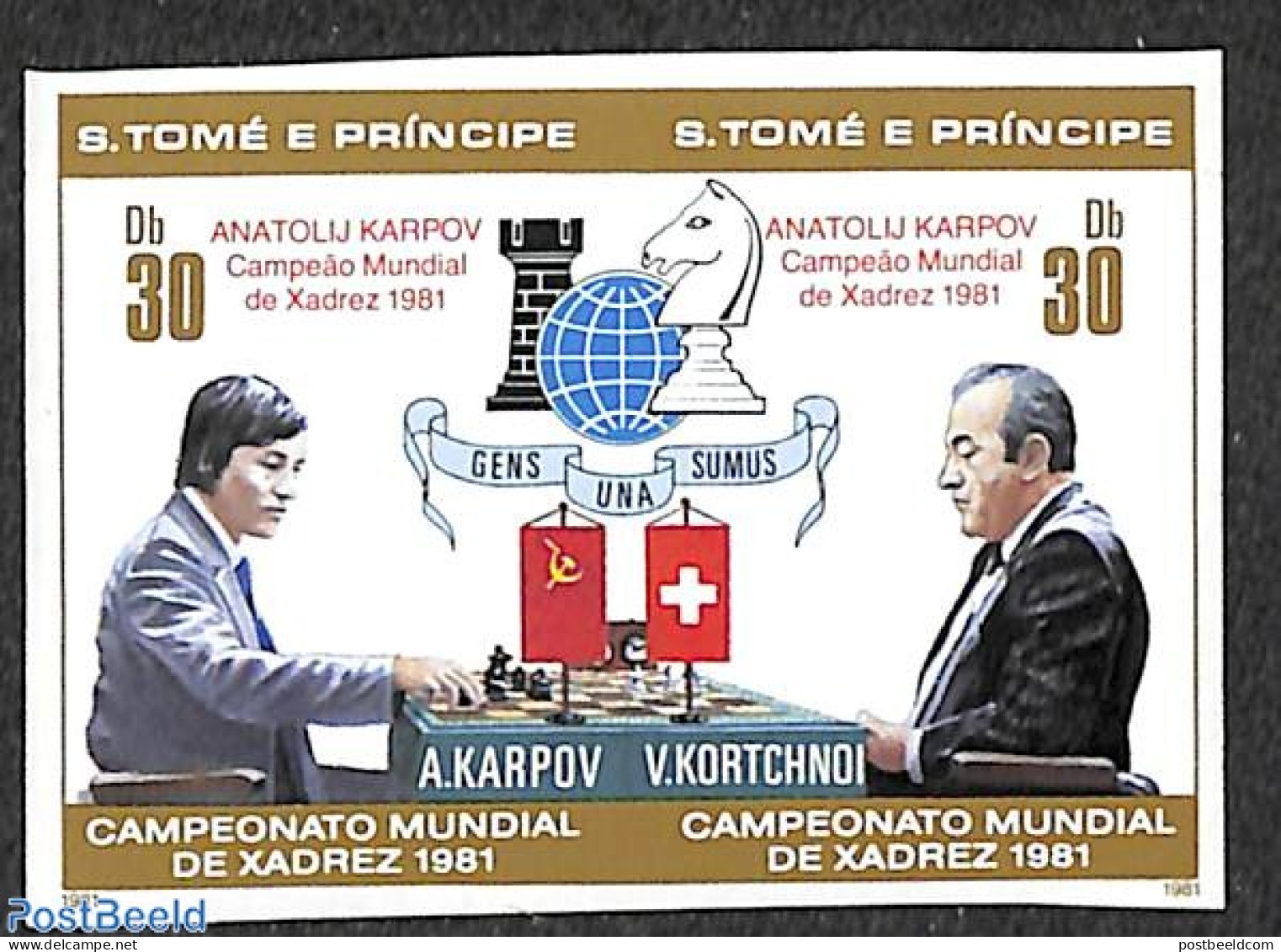 Sao Tome/Principe 1981 Chess Winners 2v, Imperforated, Mint NH, Sport - Chess - Schaken
