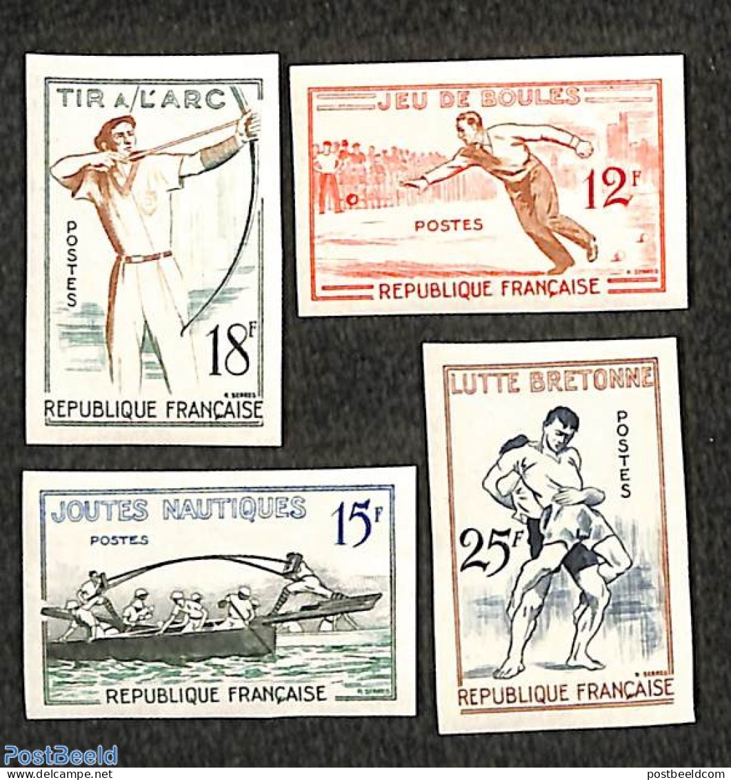 France 1958 Tradional Sports 4v, Imperforated, Mint NH, Sport - Sport (other And Mixed) - Ongebruikt