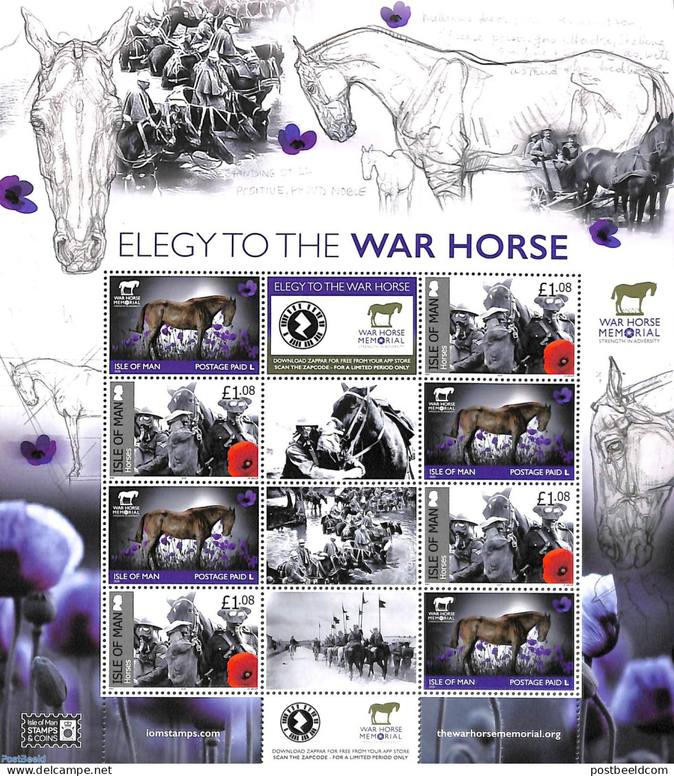 Isle Of Man 2020 War Horse Memorial M/s, Mint NH, History - Nature - Militarism - Horses - Militaria