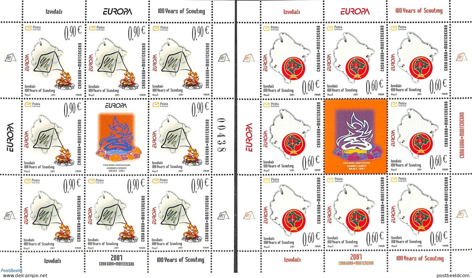 Montenegro 2007 Europa, Scouting 2 M/s, Mint NH, History - Sport - Europa (cept) - Scouting - Montenegro