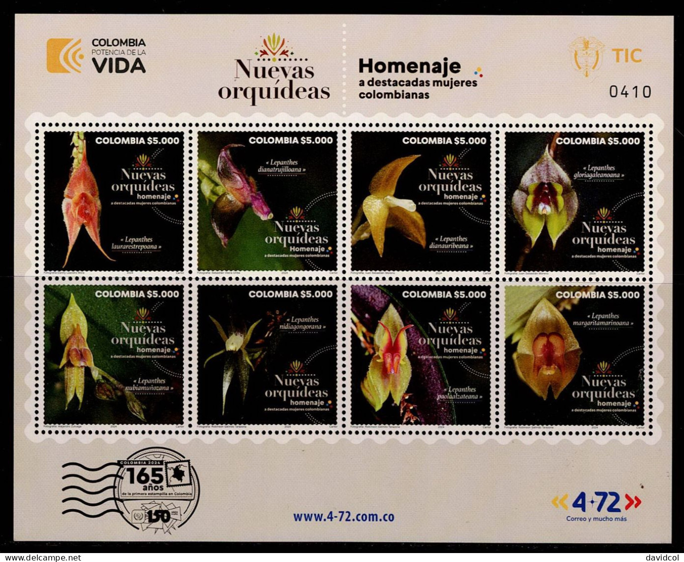 01- KOLUMBIEN - 2024 - MNH SHEET - ORCHIDS / ORQUIDEAS - - Colombia