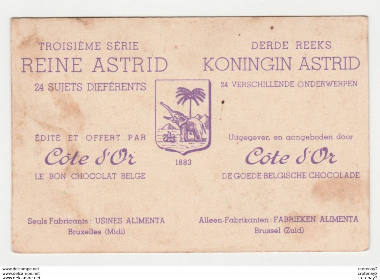 Chromo Chocolat Belge Côte D'Or Reine Astrid Série 3 N°19 Joyeuse Entrée à Anvers 12/05/1935 Usines Alimenta Bruxelles - Côte D'Or