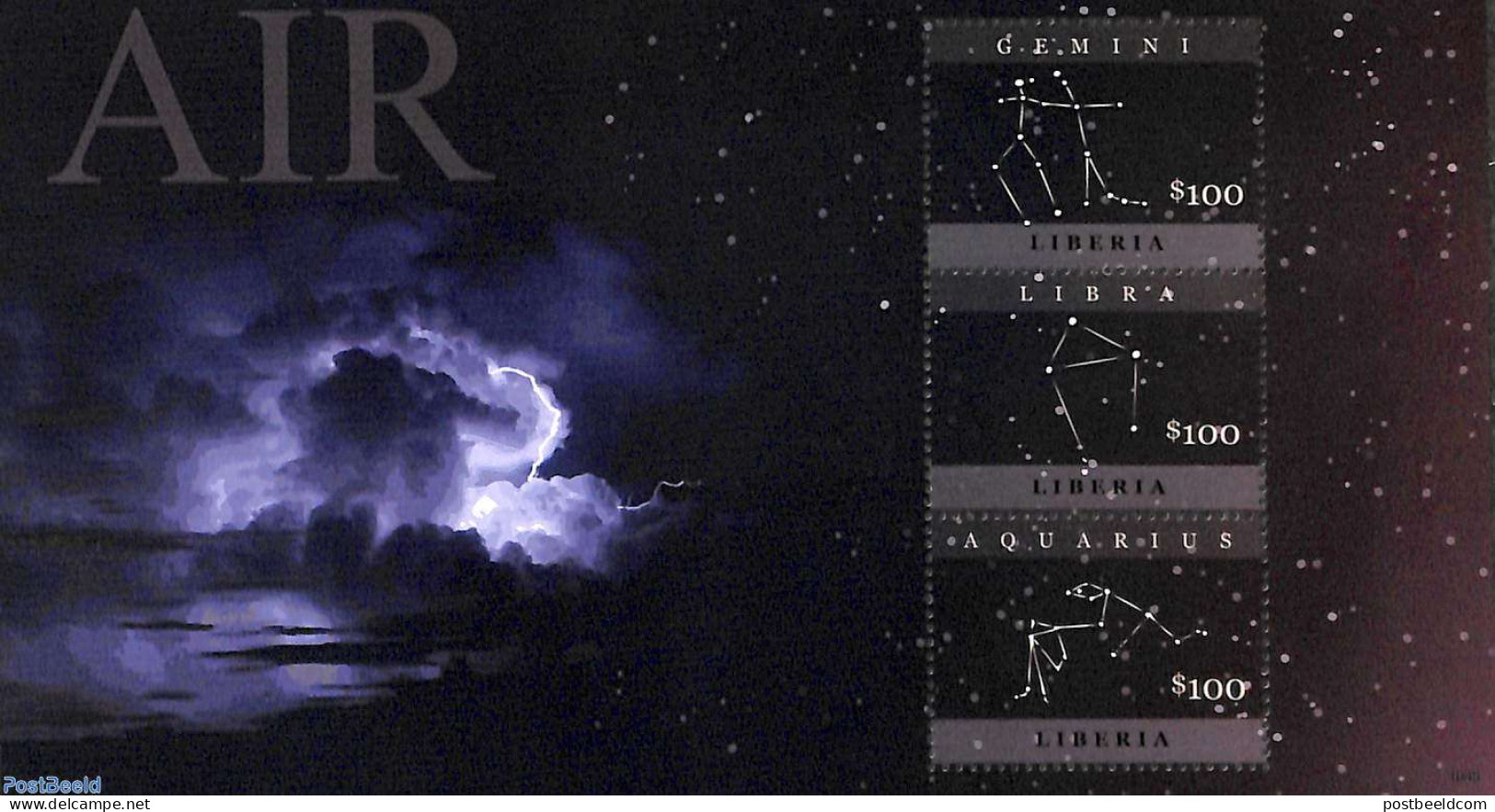 Liberia 2010 Star Constellations 3v M/s, Mint NH, Science - Astronomy - Astrology