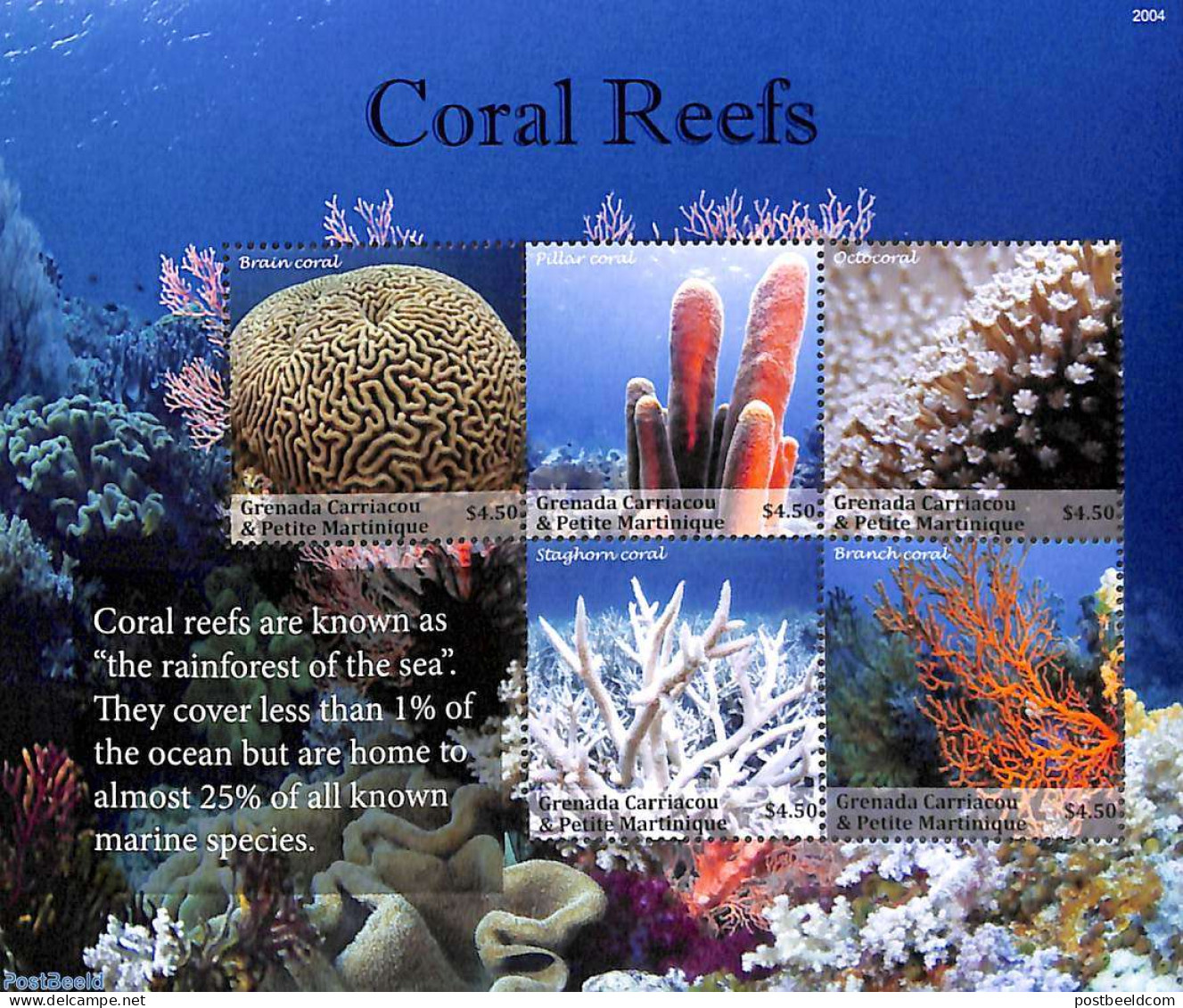 Grenada Grenadines 2020 Coral Reefs 5v M/s, Mint NH, Nature - Grenade (1974-...)