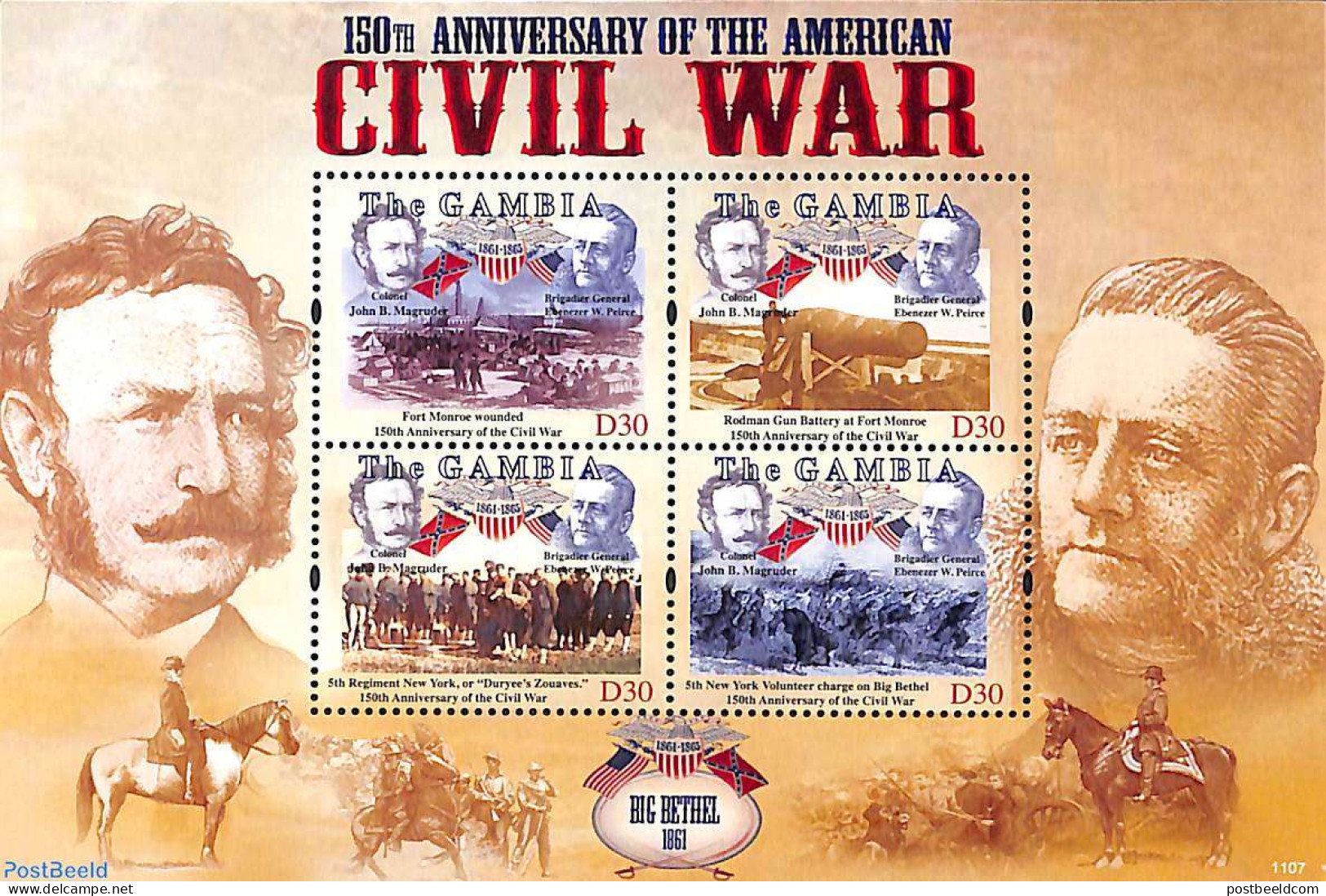 Gambia 2011 American Civil War 4v M/s, Mint NH, History - Transport - Militarism - Ships And Boats - Militaria
