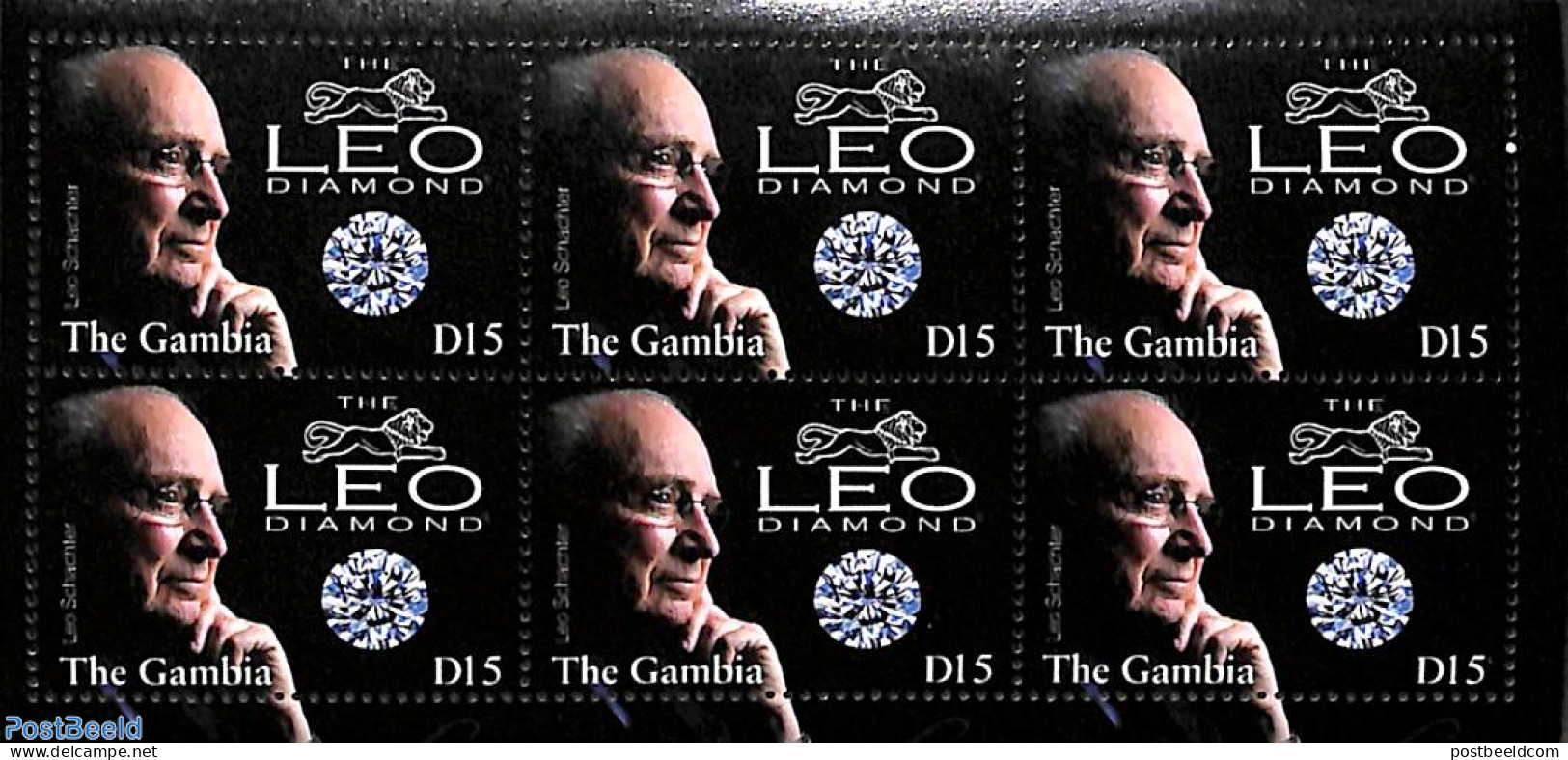 Gambia 2003 The Leo Diamond 6v M/s, Mint NH, History - Geology - Gambia (...-1964)
