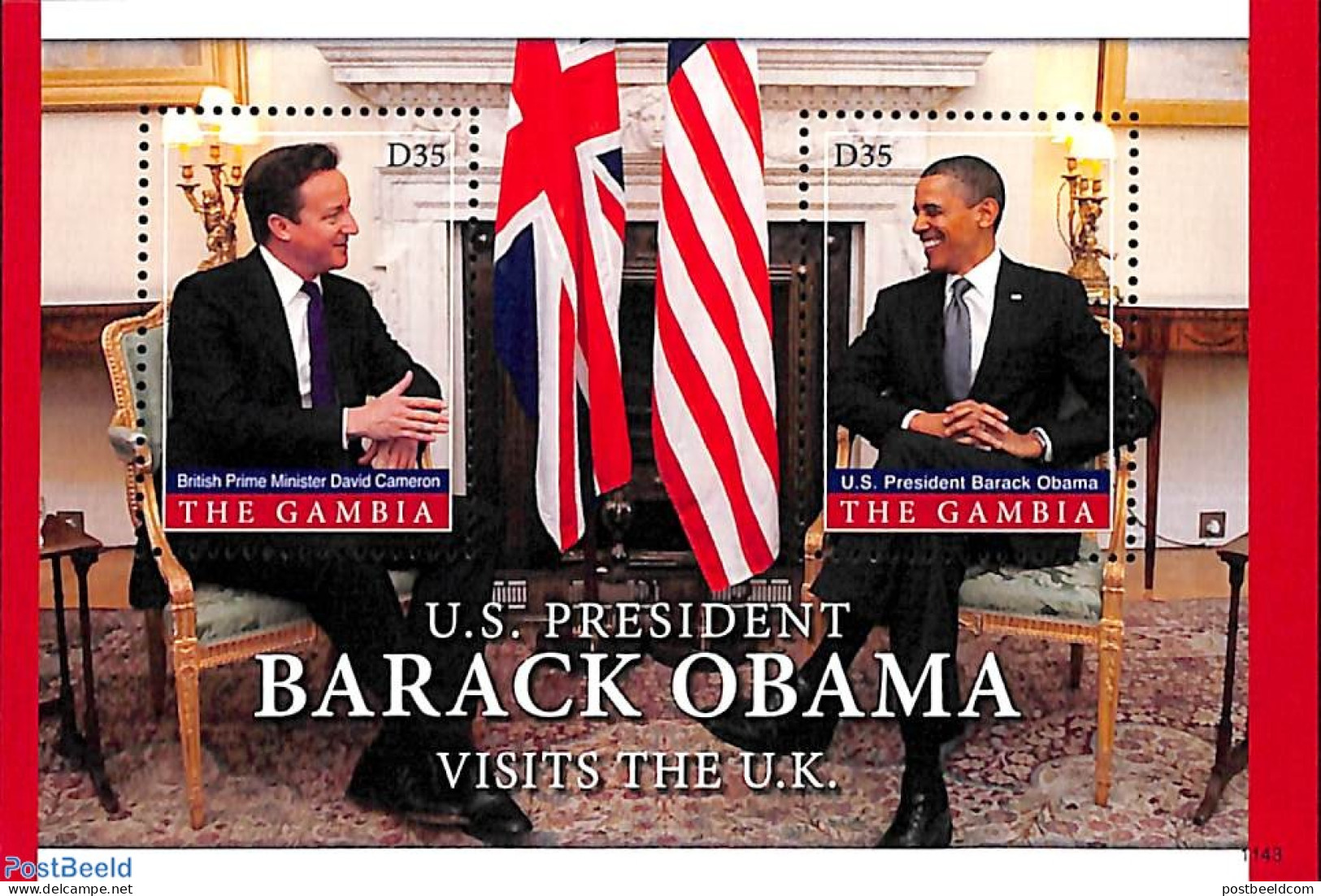 Gambia 2011 Barack Obama Visits The UK. 2v M/s, Mint NH, History - American Presidents - Politicians - Gambia (...-1964)