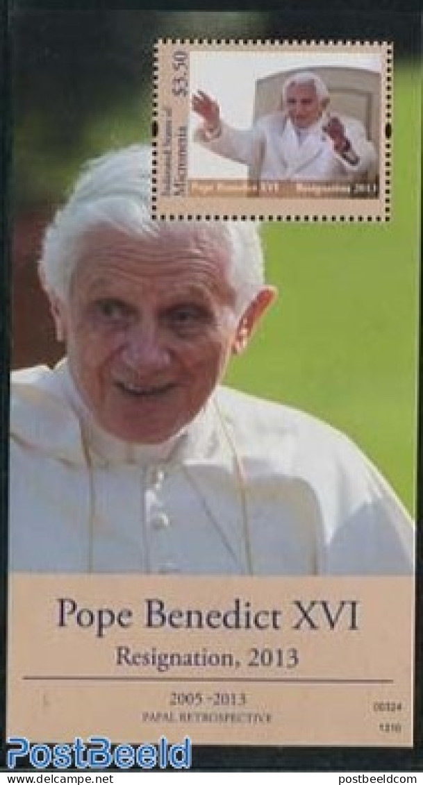 Micronesia 2013 Pope Benedict XVI Resignation S/s, Mint NH, Religion - Pope - Religion - Papes