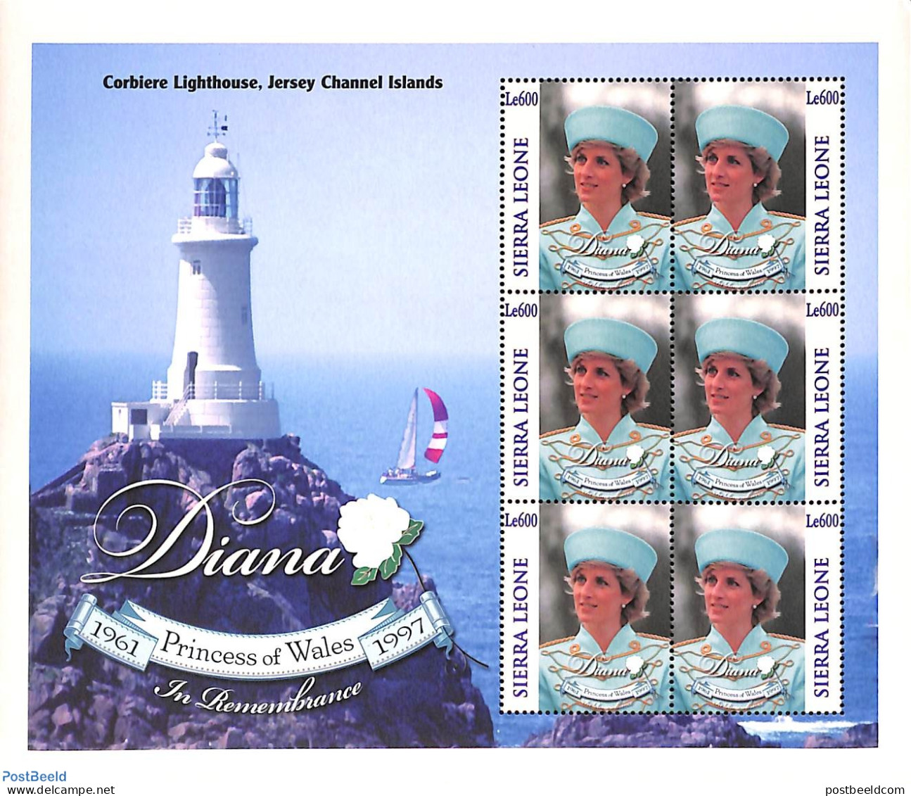 Sierra Leone 1998 Princess Diana M/s, Mint NH, History - Various - Charles & Diana - Kings & Queens (Royalty) - Lighth.. - Familles Royales