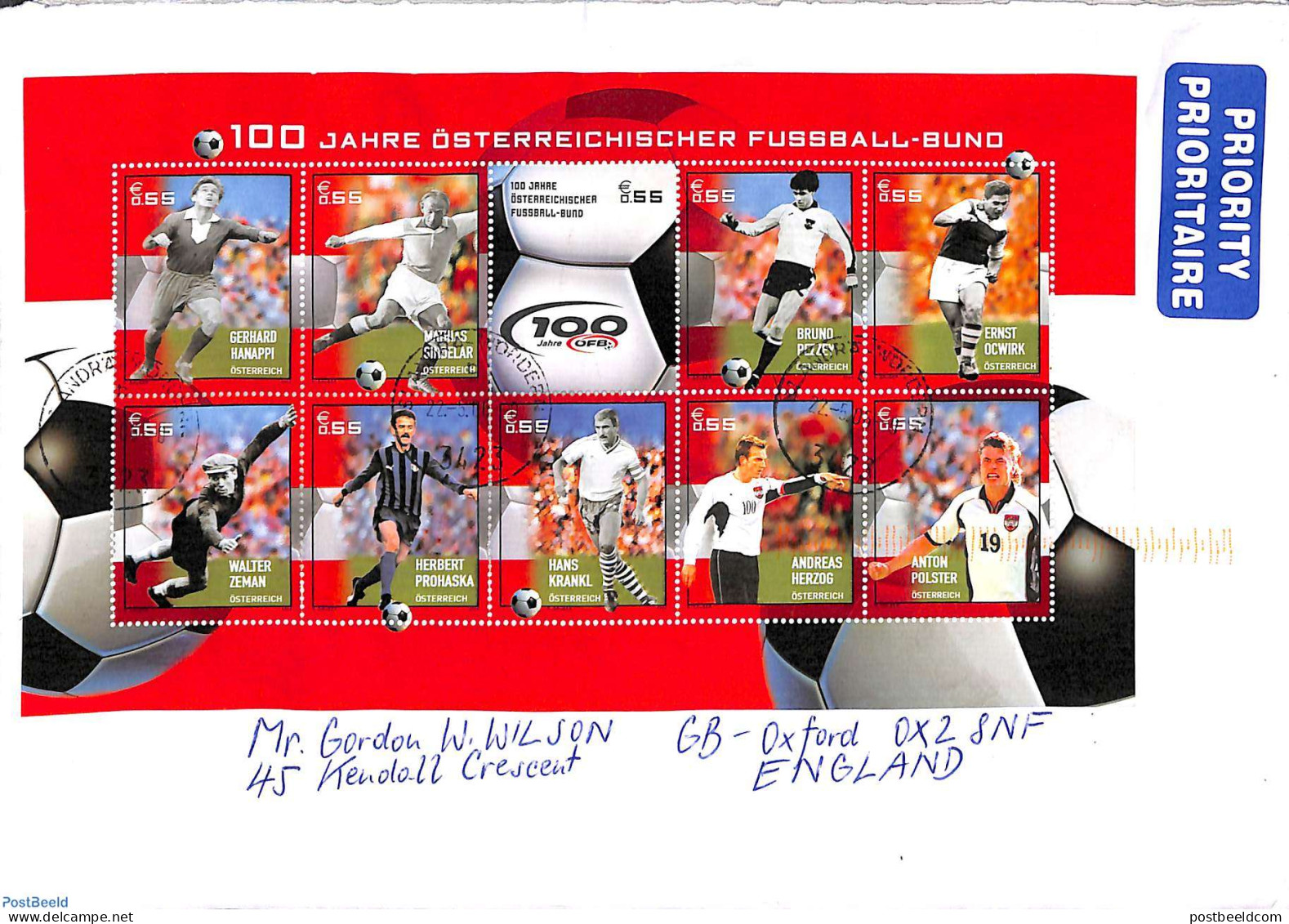 Austria 2006 Football Sheet Onenvelope Sent To UK, Postal History, Sport - Football - Brieven En Documenten