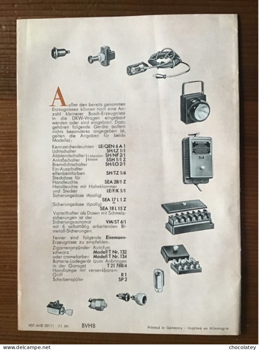 Bosch Im Dkw Automobile 1954 - Techniek
