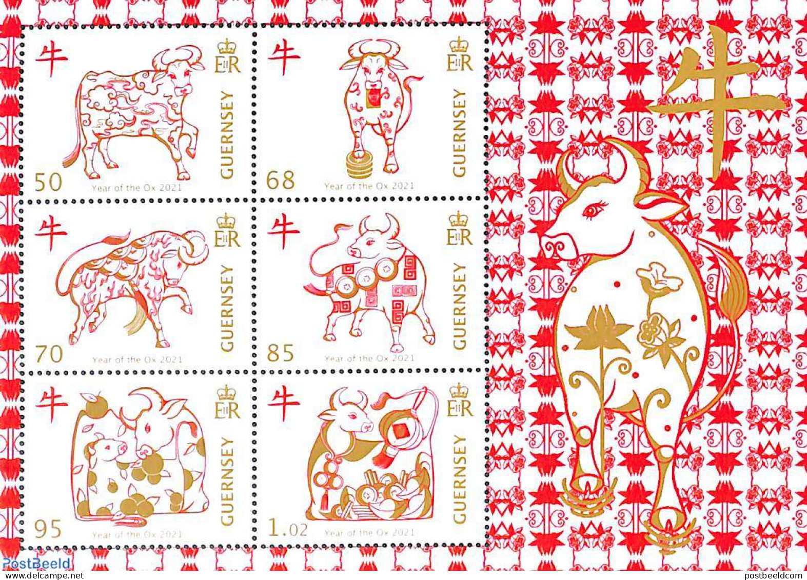 Guernsey 2021 Year Of The Ox 6v M/s, Mint NH, Various - New Year - Anno Nuovo