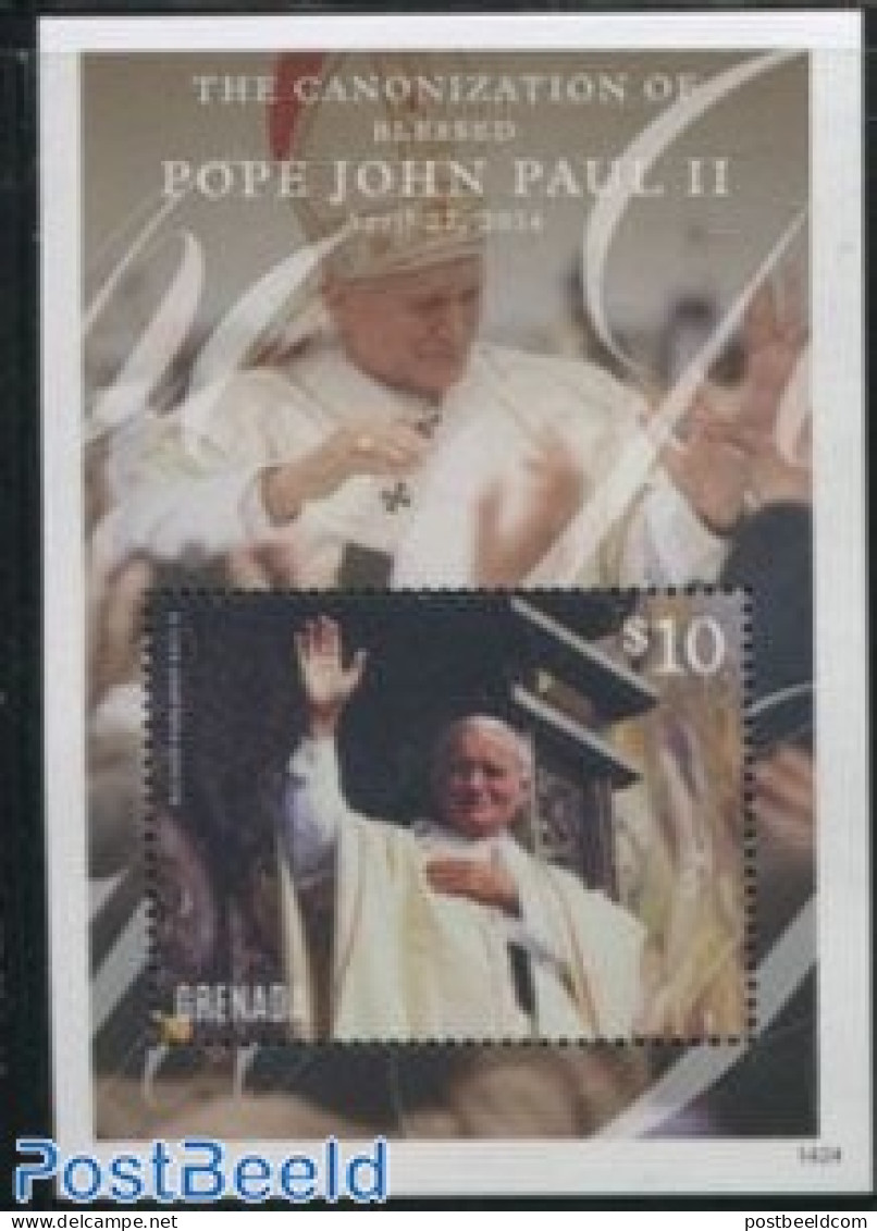 Grenada 2014 Pope John Paul II S/s, Mint NH, Religion - Pope - Pausen