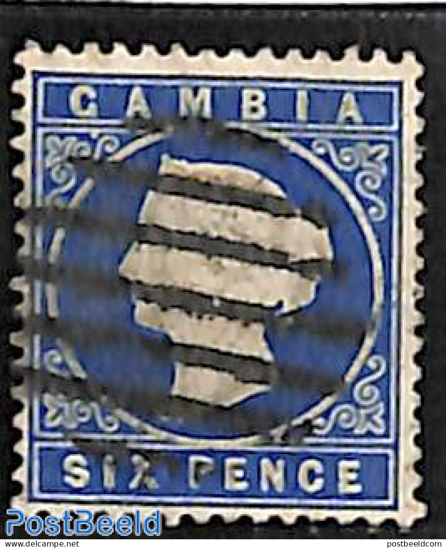 Gambia 1880 6d, WM CC-Crown, Used, Used Stamps - Gambia (...-1964)