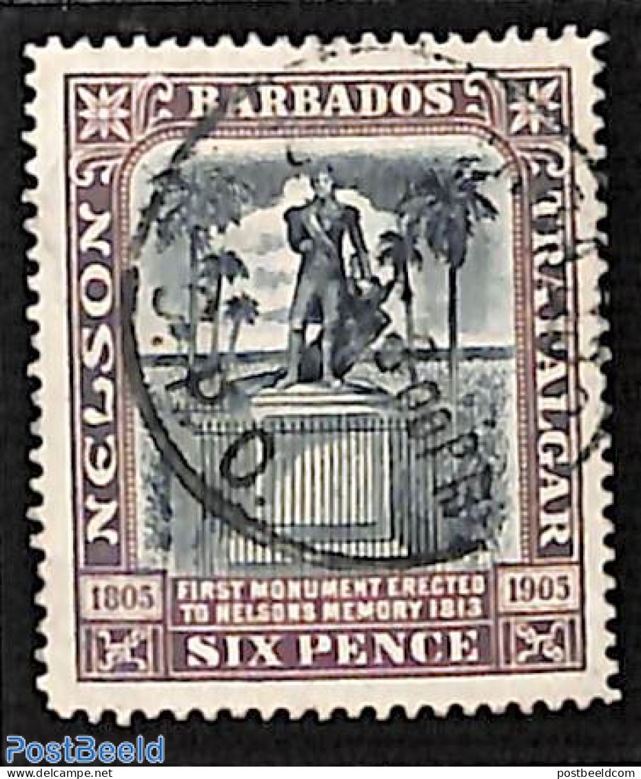 Barbados 1906 6d, Used, Used Stamps, Art - Sculpture - Beeldhouwkunst