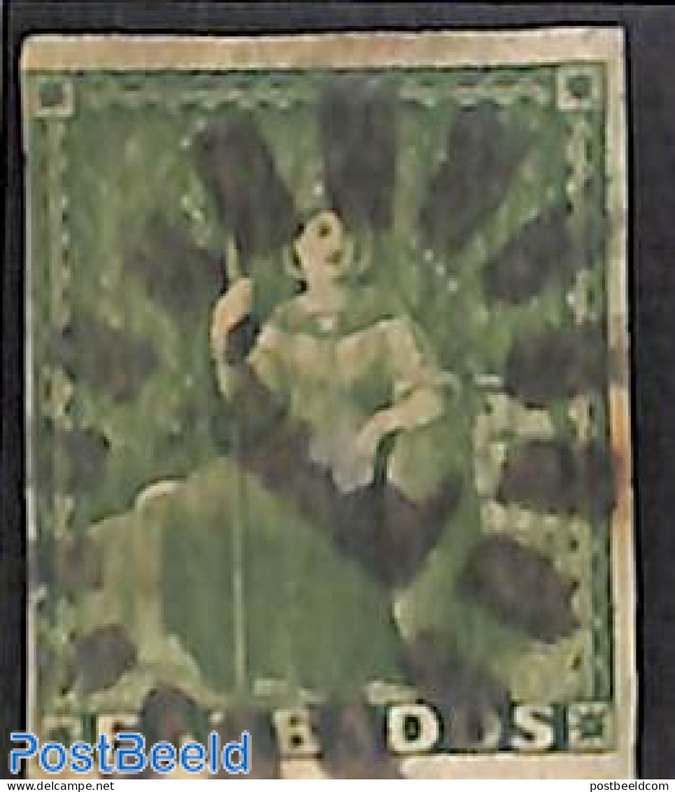 Barbados 1852 (1/2d) Green, White Paper,  Used, Used Stamps - Barbados (1966-...)