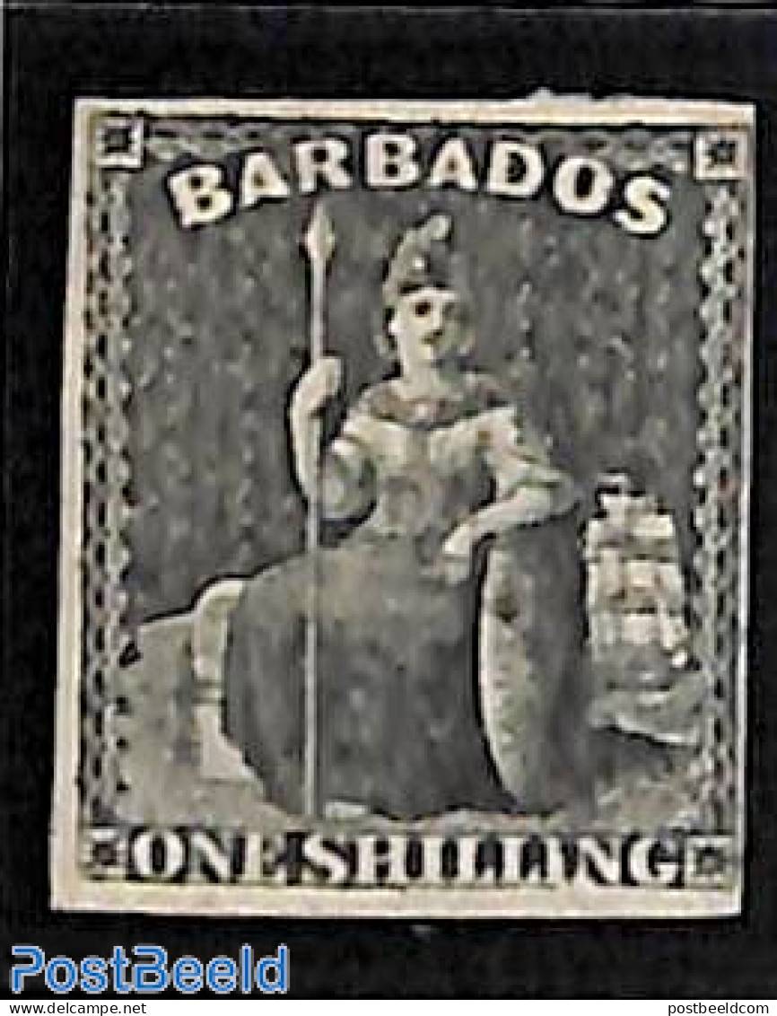 Barbados 1858 1sh, Unused, Unused (hinged) - Barbades (1966-...)