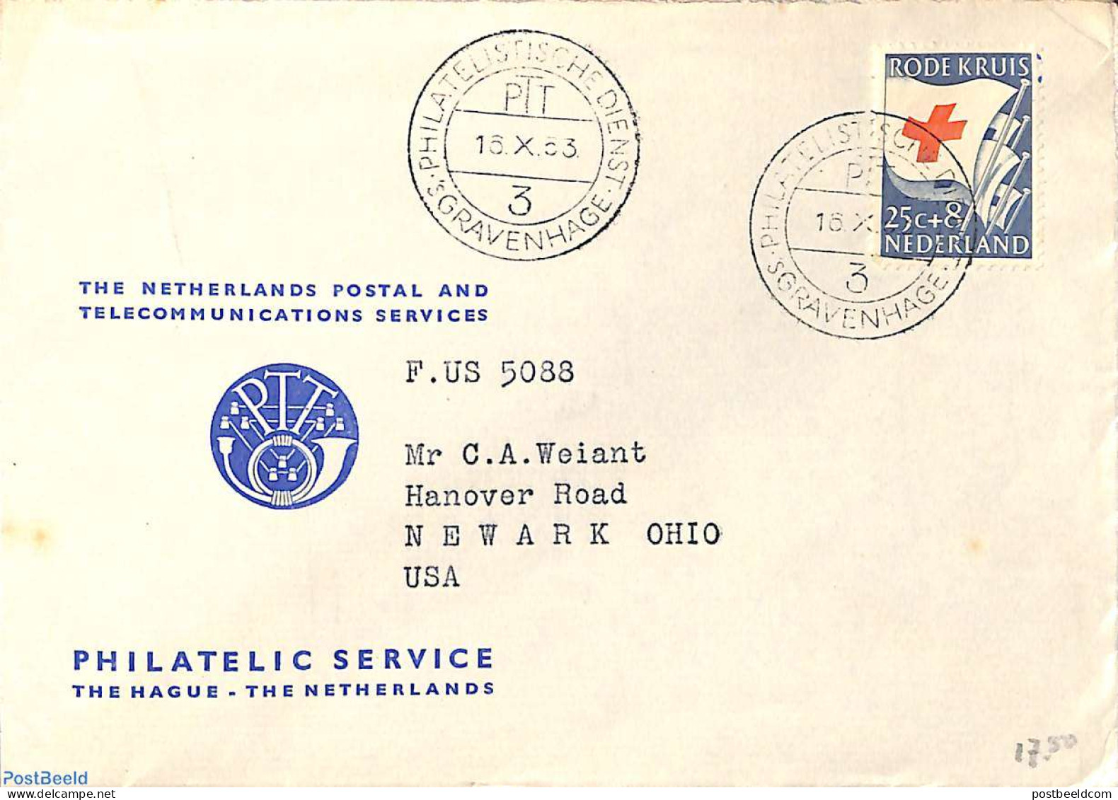 Netherlands 1953 Letter To USA With NVPH No. 611, Postal History - Briefe U. Dokumente