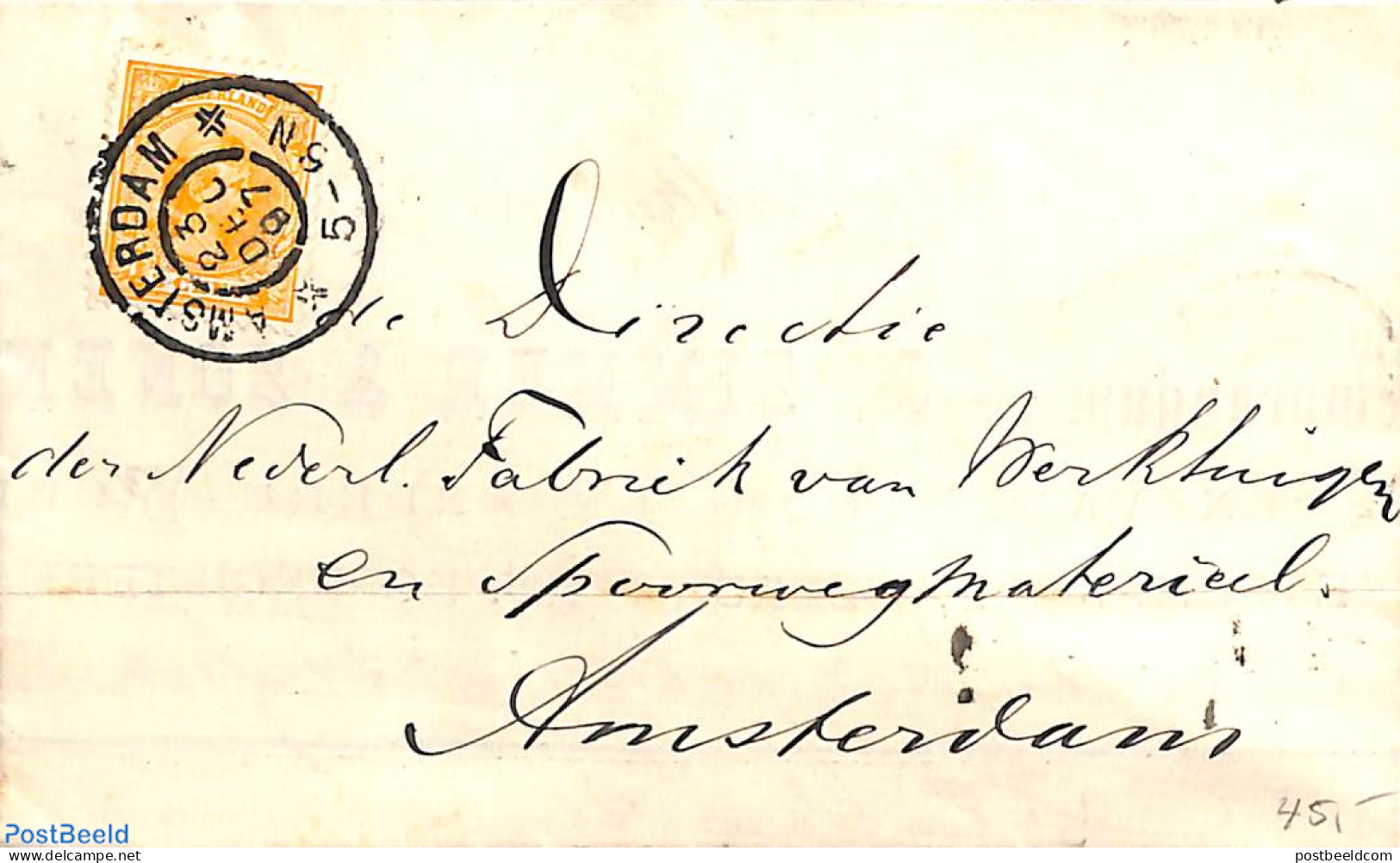 Netherlands 1897 Folding Letter With NVPH No. 34, Postal History, Transport - Railways - Storia Postale