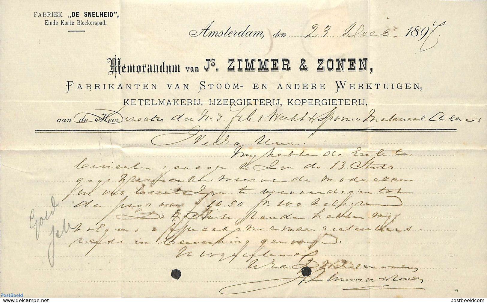 Netherlands 1897 Folding Letter With NVPH No. 34, Postal History, Transport - Railways - Brieven En Documenten