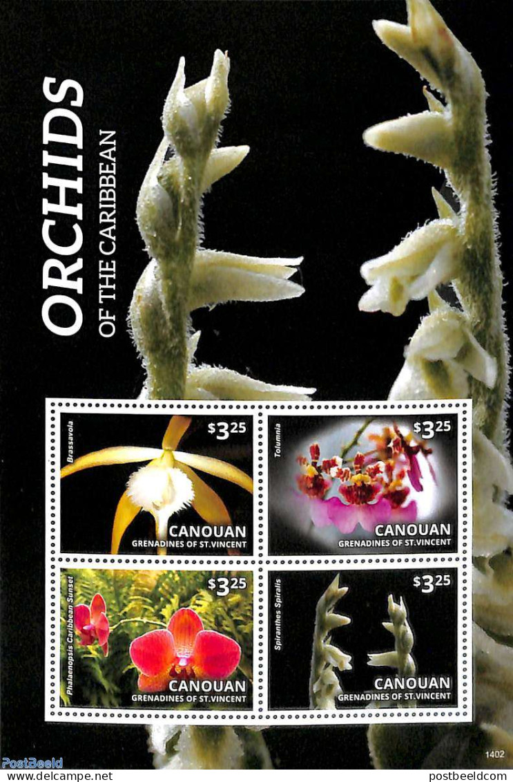 Saint Vincent & The Grenadines 2014 Orchids 4v M/s, Mint NH, Nature - Flowers & Plants - Orchids - St.Vincent Y Las Granadinas
