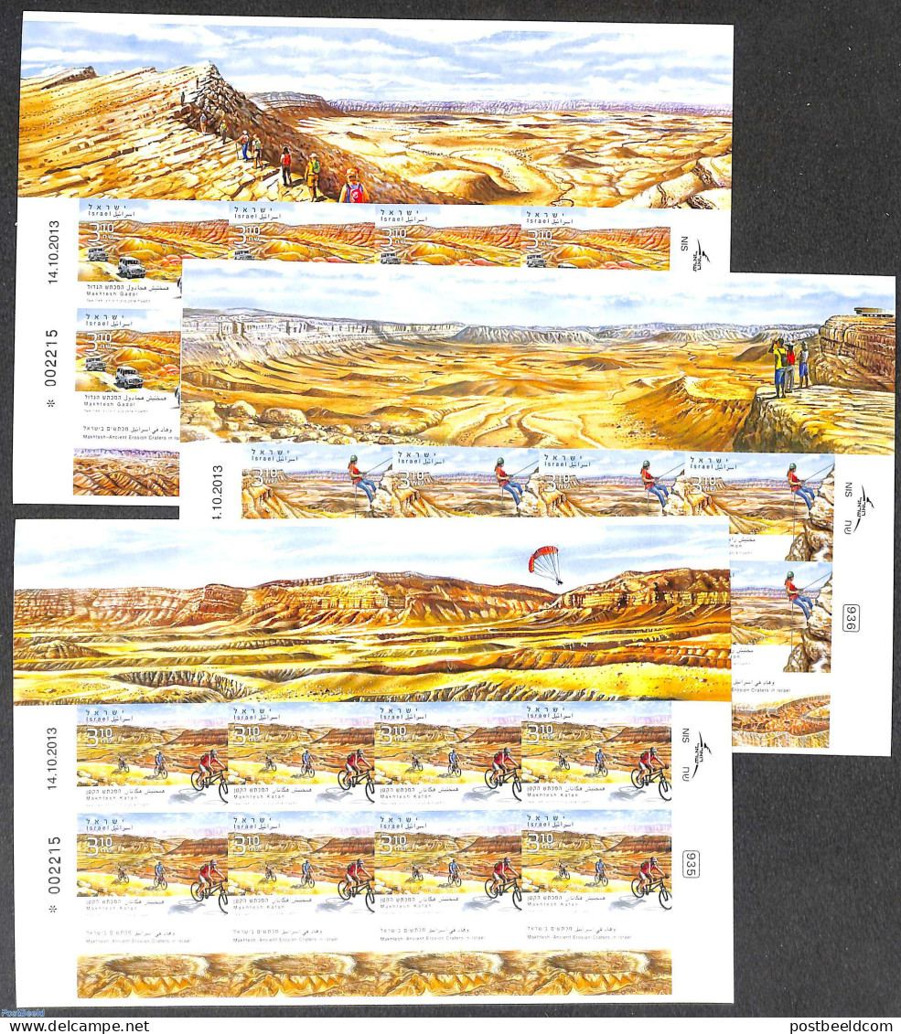 Israel 2014 Sports 3 M/s, Imperforated, Mint NH, Sport - Transport - Cycling - Mountains & Mountain Climbing - Sport (.. - Unused Stamps (with Tabs)