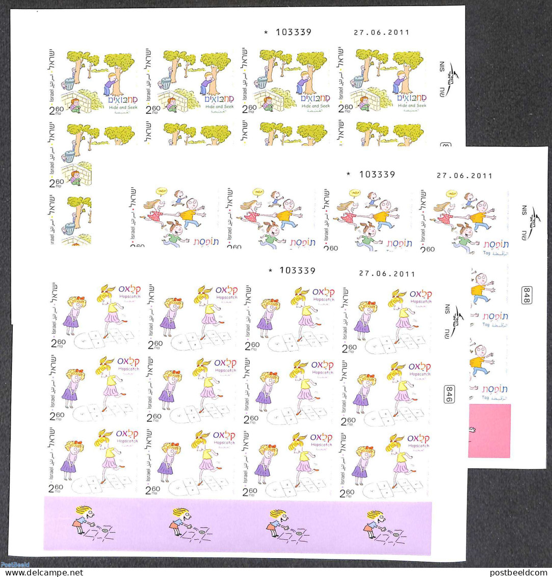 Israel 2011 Children Games 3 M/s, Imperforated, Mint NH, Various - Toys & Children's Games - Nuovi (con Tab)
