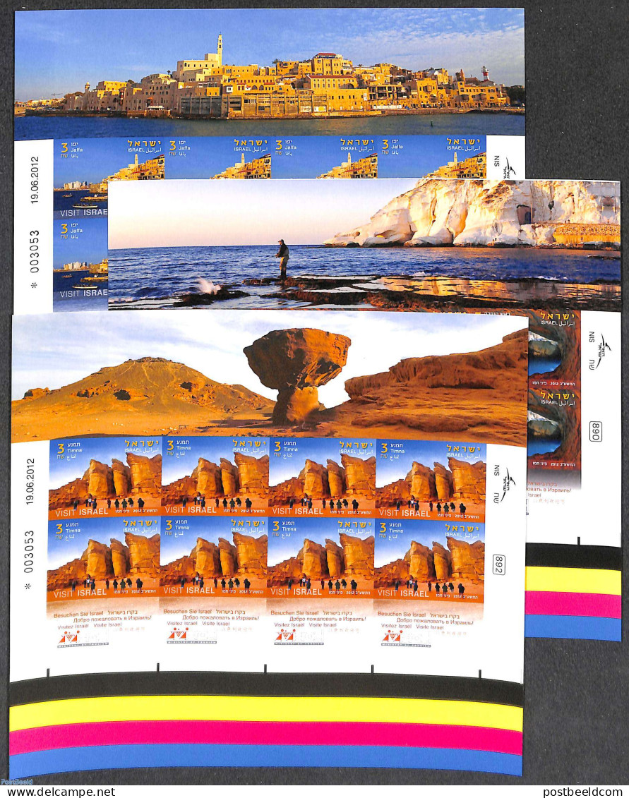Israel 2012 Tourism 3 M/s, Imperforated, Mint NH, Transport - Various - Ships And Boats - Tourism - Unused Stamps (with Tabs)