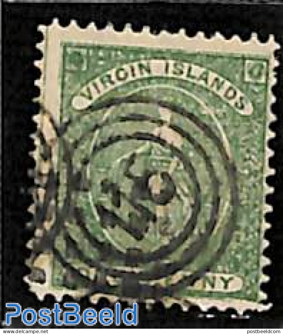 Virgin Islands 1866 1d Green, Perf. 12, Used 115, Used Stamps - British Virgin Islands