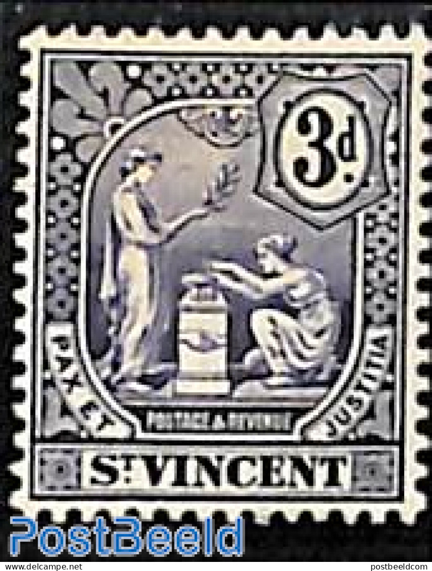 Saint Vincent 1907 3d, Stamp Out Of Set, Unused (hinged) - St.Vincent (1979-...)